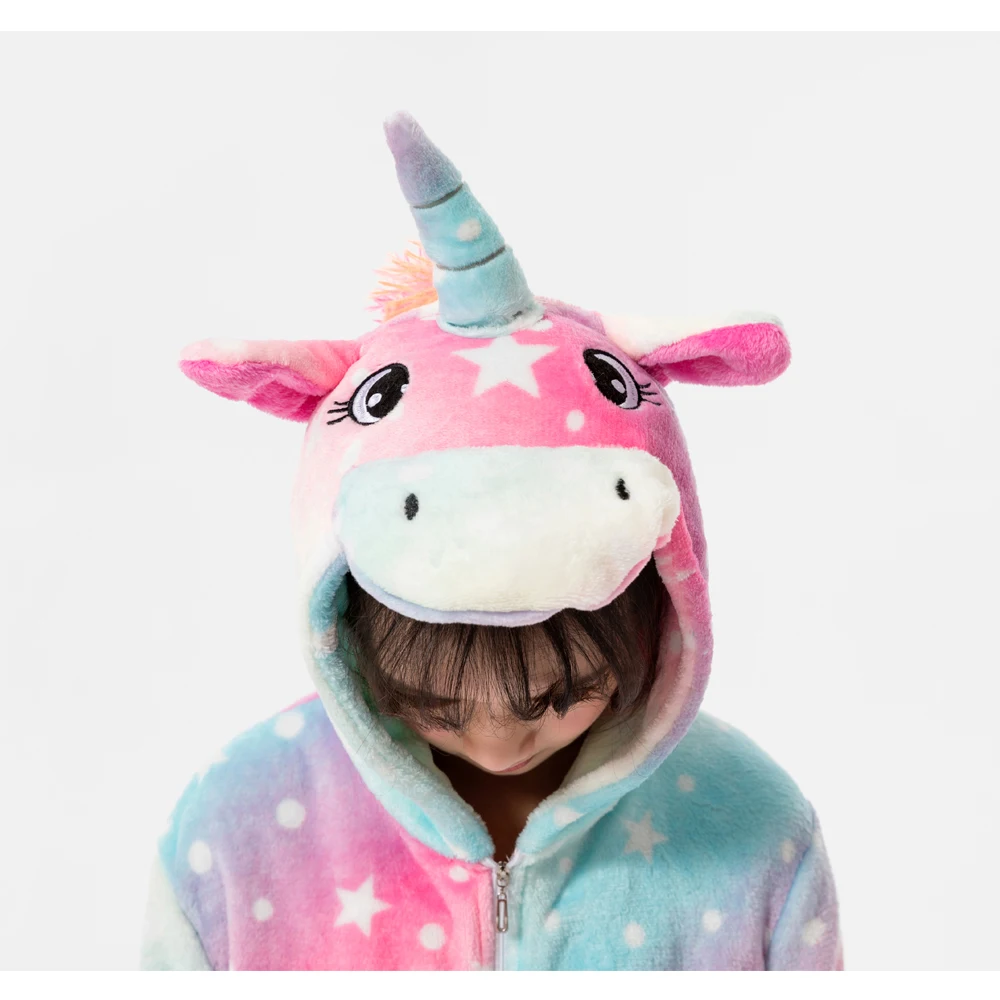 Kigurumi Kids Unicorn Pajamas Toddler Girl Pyjamas 2 to 3 4 5 6 7 8 9 10 11 12 Years Winter Flannel Warm Children Jumpsuits Pjs - Image 3