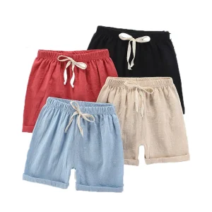 Children Summer Shorts Little Girl Boys Shorts Linen Cotton Beach Shorts Toddlers Kids 3 4 5 6 7 8 9 10 11 12 Years Baby Clothes